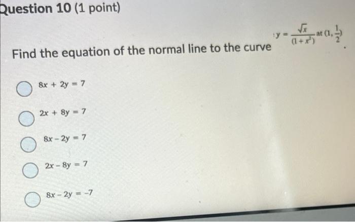 Solved Find the equation of the normal line to the curve | Chegg.com