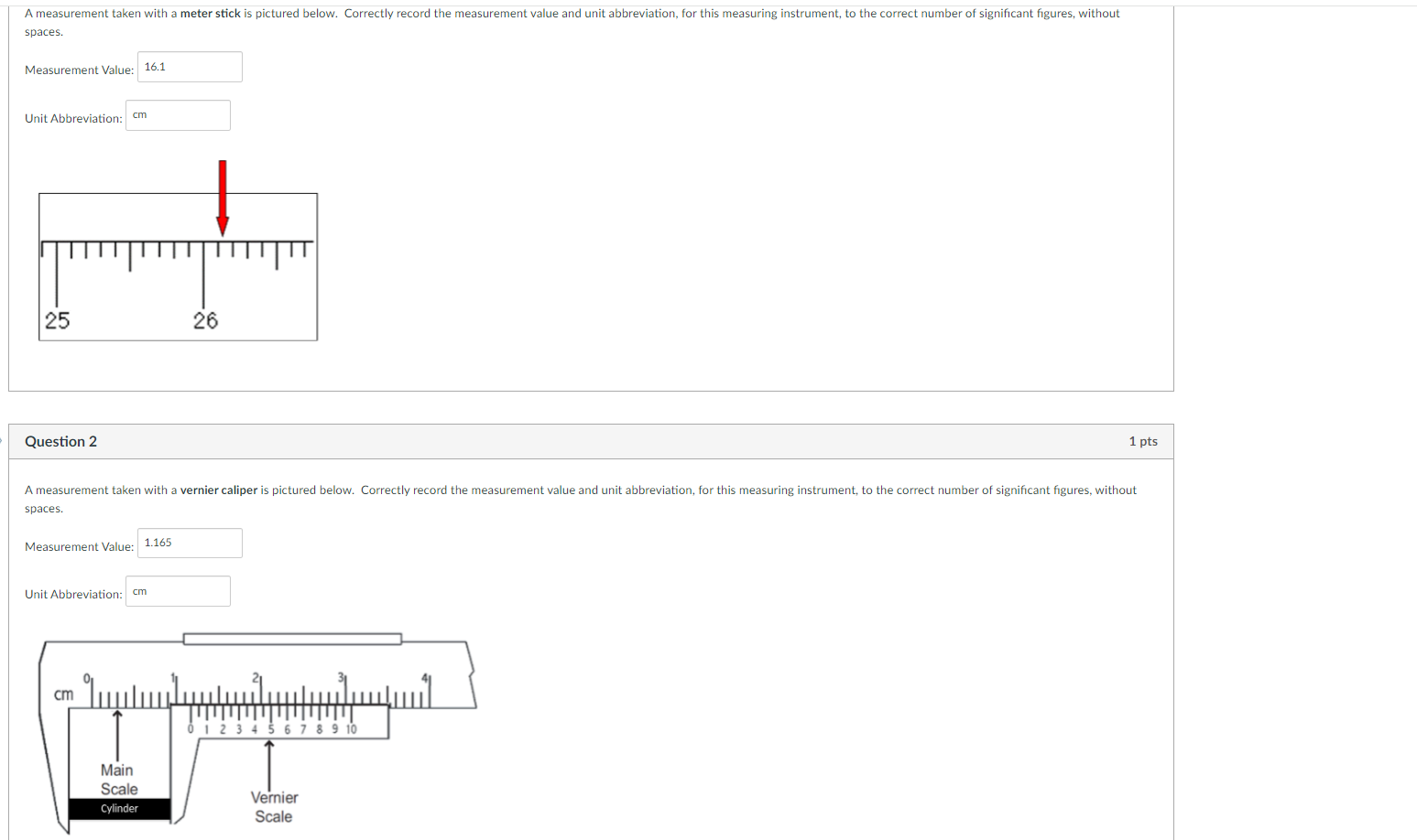 Solved A measurement taken with a meter stick is pictured | Chegg.com