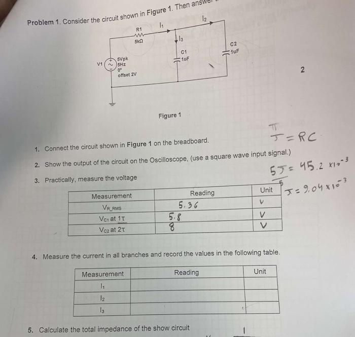 Solved Problem 1. Consider the circuit shown in Figure 1. | Chegg.com