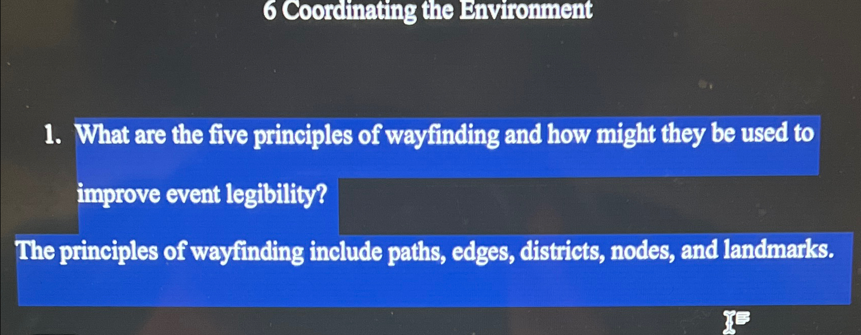 Solved 6 ﻿Coordinating the EnvironmentWhat are the five | Chegg.com