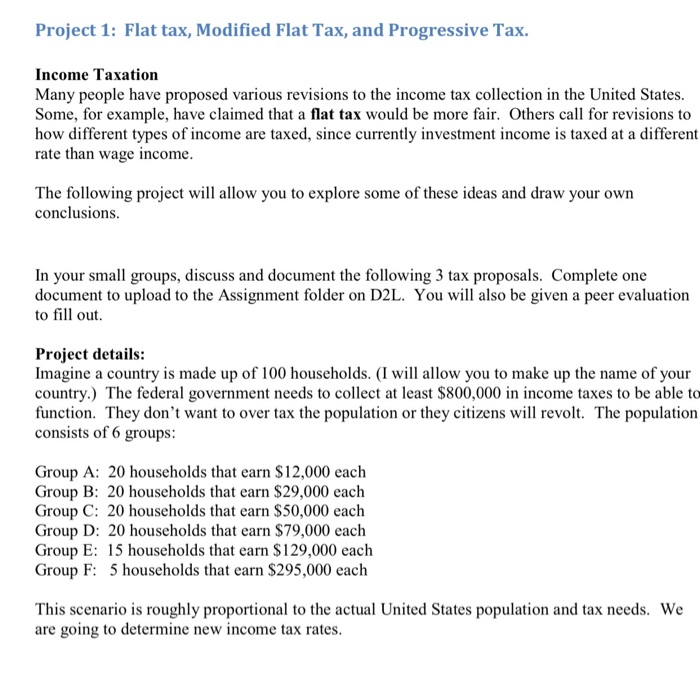 Project 1: Flat tax, Modified Flat Tax, and | Chegg.com