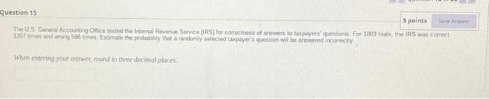 Solved Question 15 5 points Save ARE The US General | Chegg.com