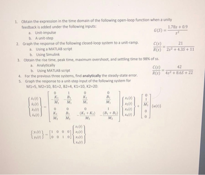 Solved C() 1. Obtain the expression in the time domain of | Chegg.com