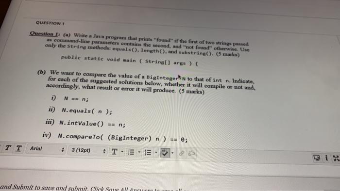 Solved QUESTION Question 1: (a) Write a Java program that | Chegg.com