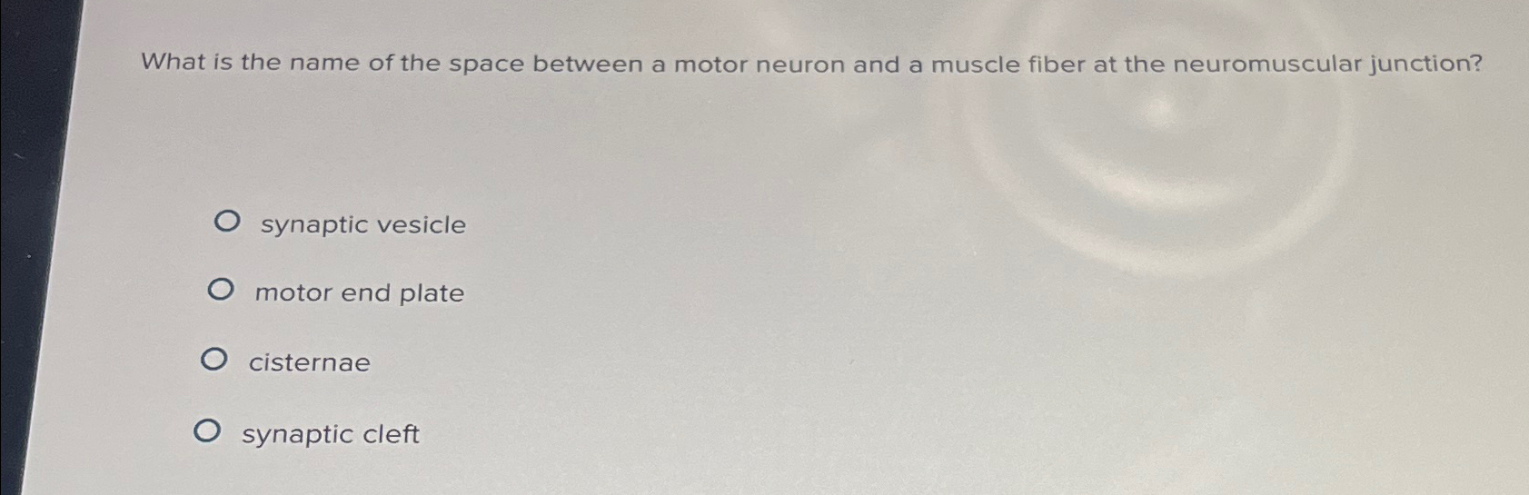 Solved What is the name of the space between a motor neuron | Chegg.com