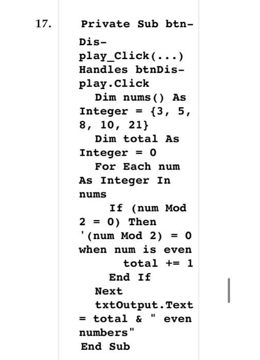 Solved complete activities 11-18 and determine the output | Chegg.com