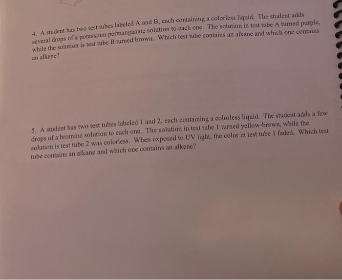 Solved 4. A Student Has Two Test Tubes Labeled A And B, Each | Chegg.com