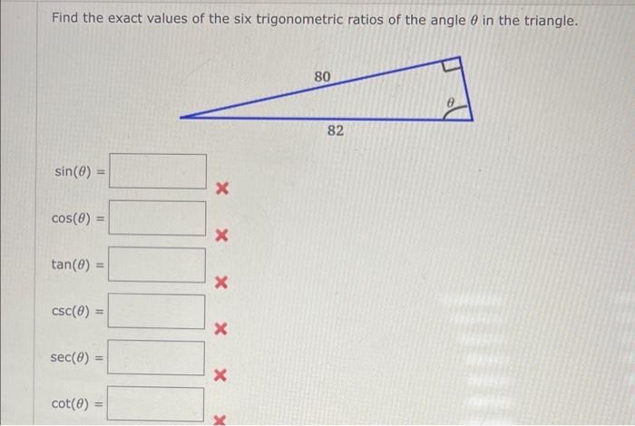 Solved Find The Exact Values Of The Six Trigonometric Ra 8803