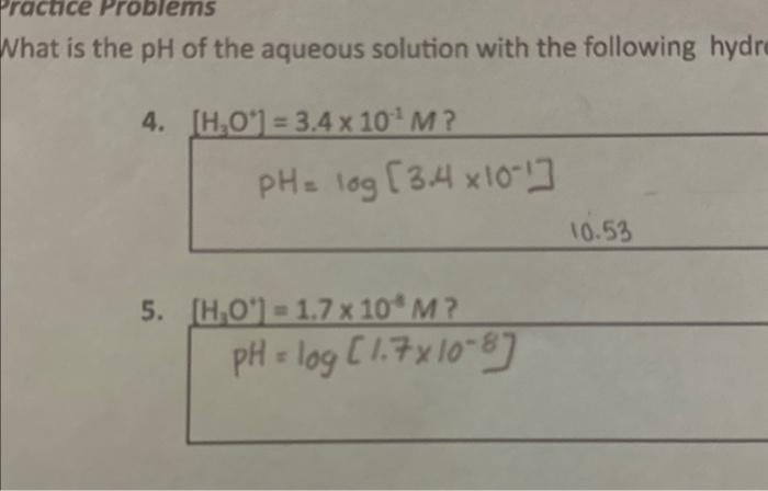 Solved What is the pH of the aqueous solution with the | Chegg.com