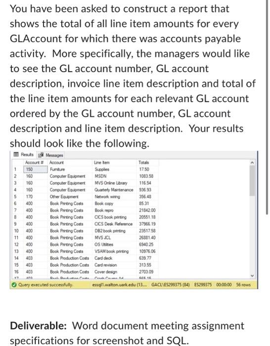 Solved You have been asked to construct a report that shows | Chegg.com