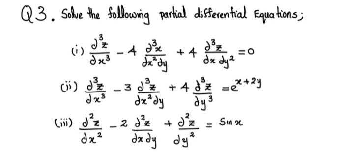 Solved Q3. solve the following partial differential | Chegg.com