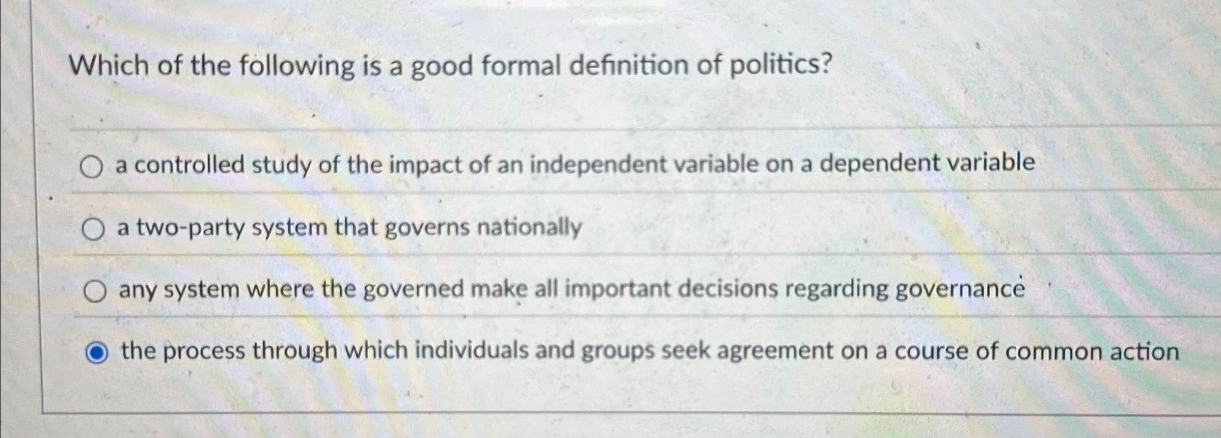 Solved Which of the following is a good formal definition of