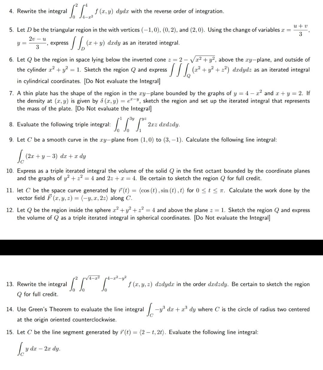 Solved 4 Rewrite The Integral Ol F X Y Dydx With The Chegg Com