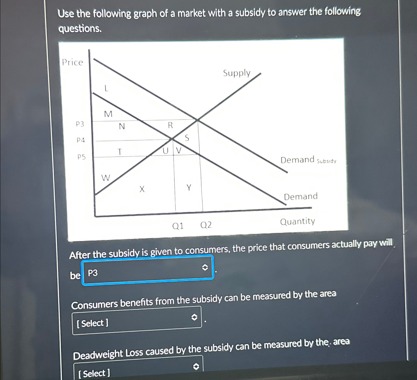 Solved Use the following graph of a market with a subsidy to | Chegg.com