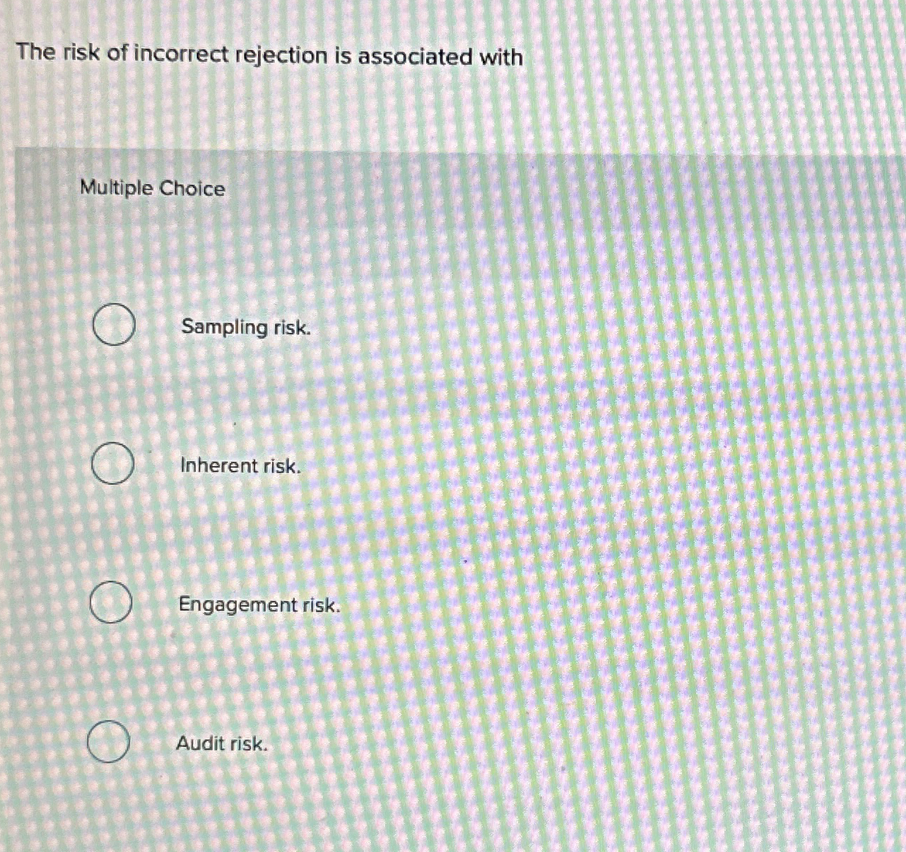 Solved The risk of incorrect rejection is associated | Chegg.com
