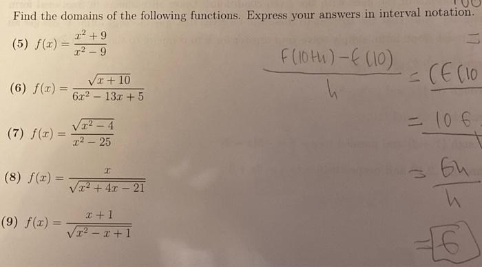 Solved Find The Domains Of The Following Functions Express Chegg Com   Image