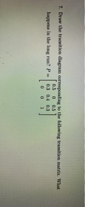 Solved 7. Draw the transition diagram corresponding to the | Chegg.com