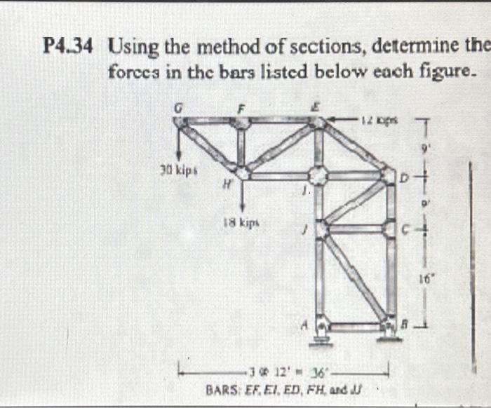 Solved section method. cut straight down in between F and E. | Chegg.com