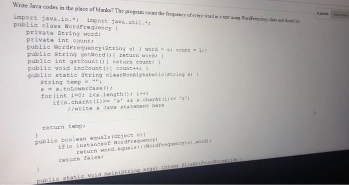 Solved li Write Java codes in the place of blanks? The | Chegg.com