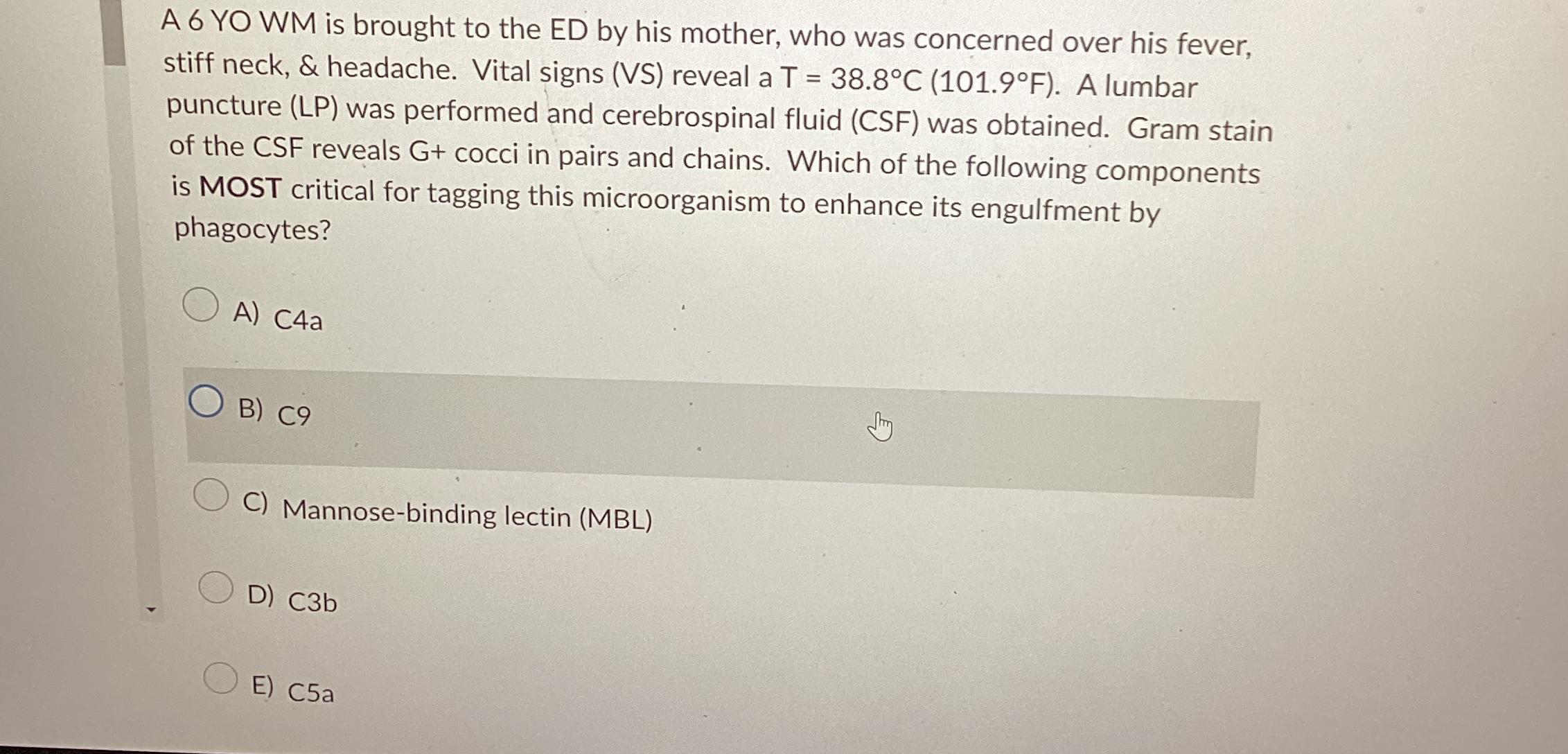 Solved A 6 ﻿YO WM is brought to the ED by his mother, who | Chegg.com
