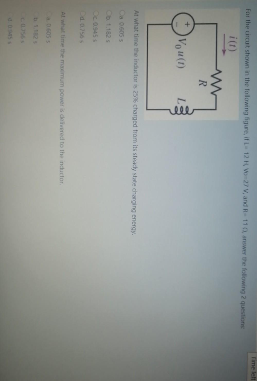 Solved Time left For the circuit shown in the following | Chegg.com