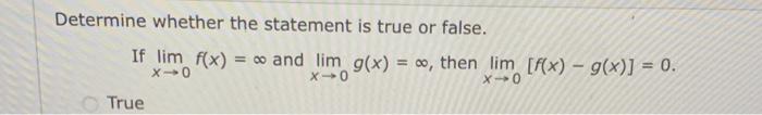 Solved Determine whether the statement is true or false. If | Chegg.com