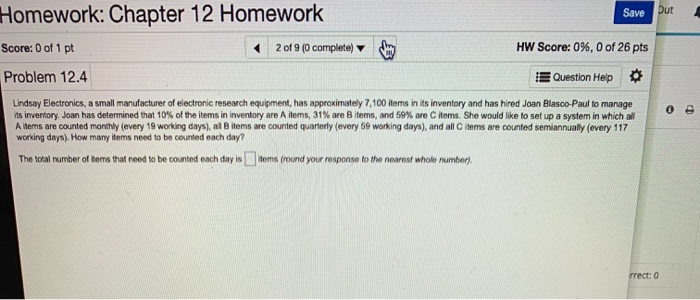 Solved Homework: Chapter 12 Homework Save Score: 0 of 2 pts | Chegg.com