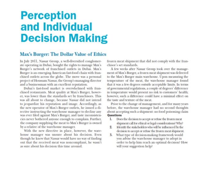 role of perception in decision making