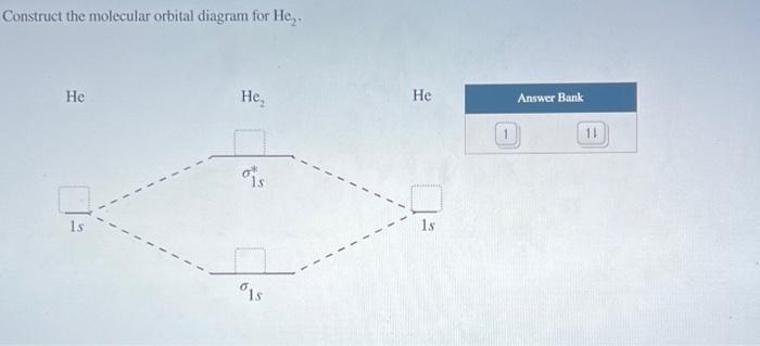Solved Construct the molecular orbital diagram for He₂. He | Chegg.com