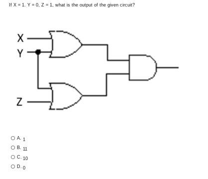 Solved If X = 1 Y = 0, Z = 1, what is the output of the | Chegg.com