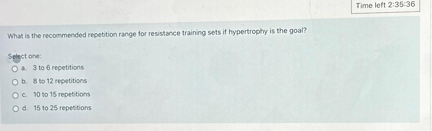 Solved What is the recommended repetition range for | Chegg.com