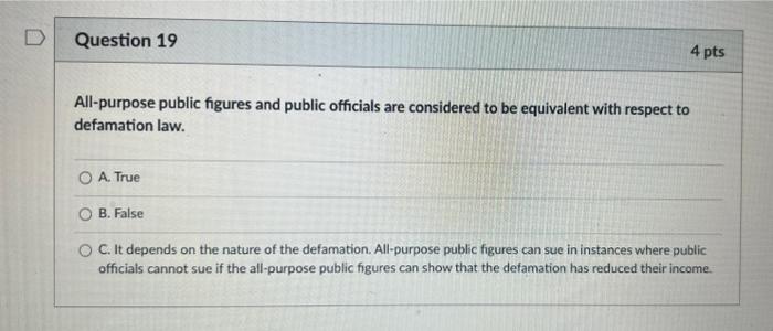 All-purpose public figures and public officials are | Chegg.com