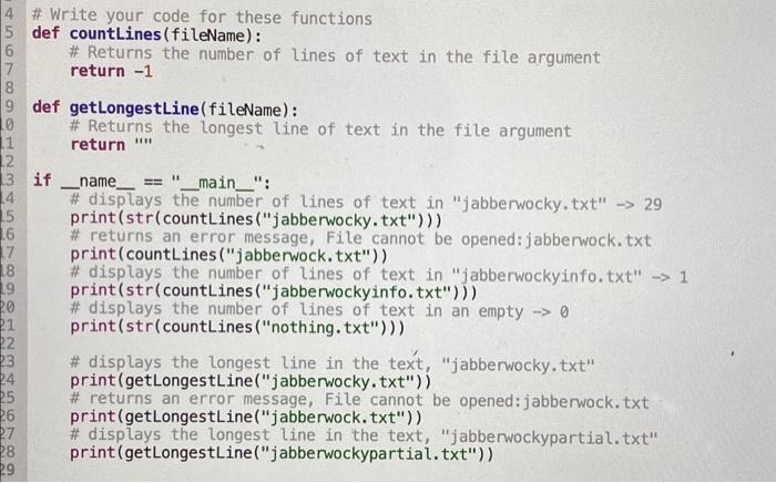 Solved 11 4 # Write your code for these functions 5 def | Chegg.com