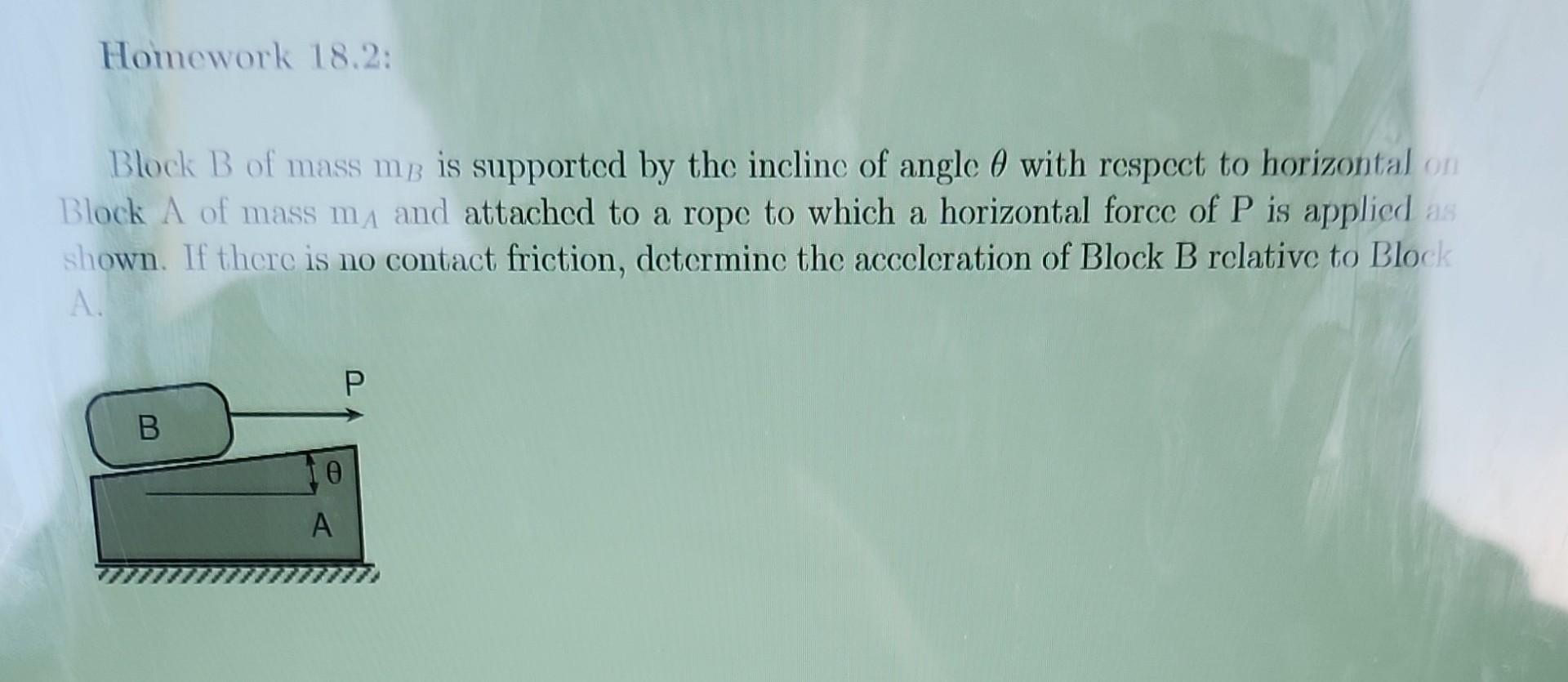 Solved Block B Of Mass MB Is Supported By The Incline Of | Chegg.com