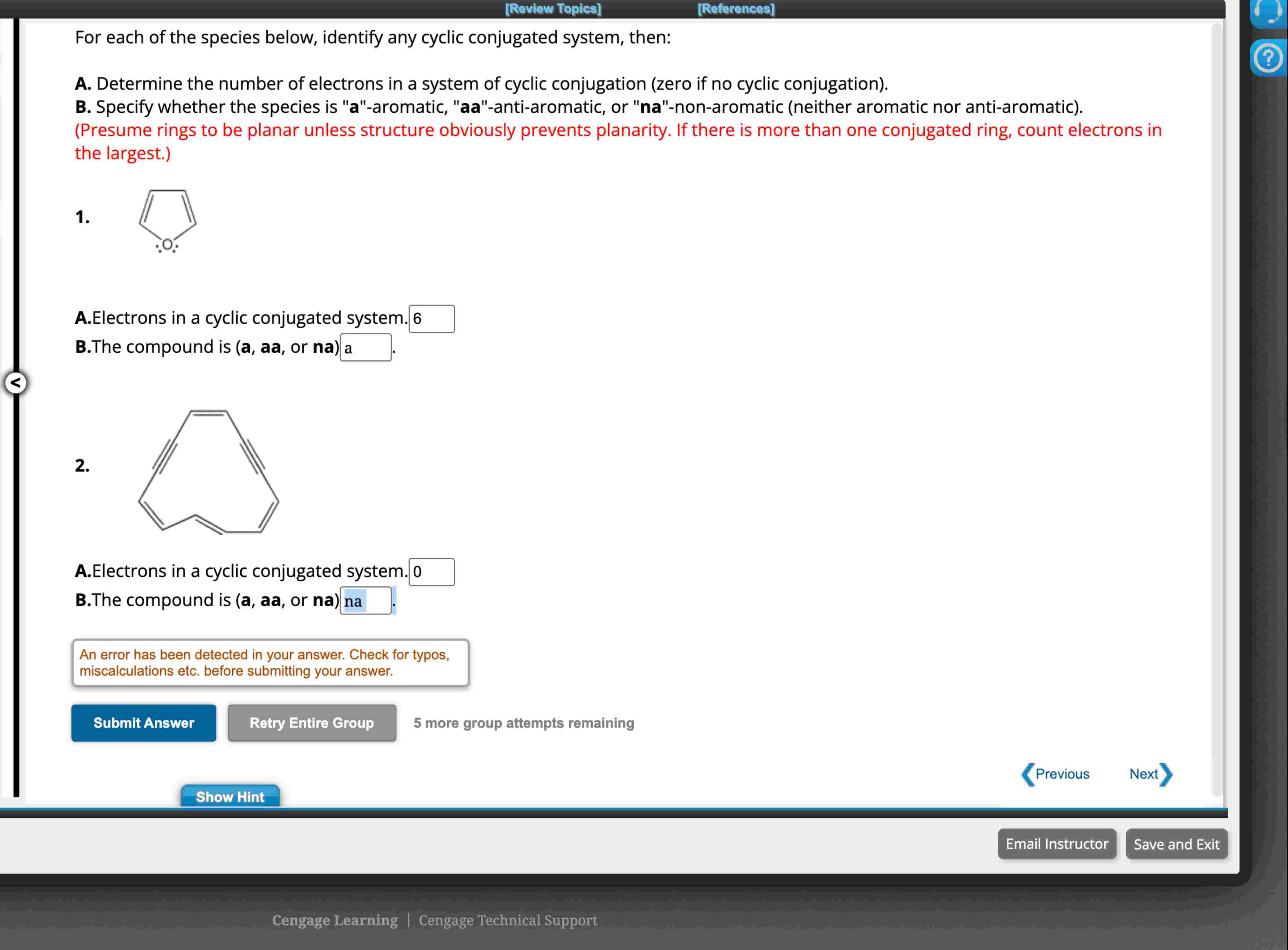 For each of the species below, identify any cyclic | Chegg.com