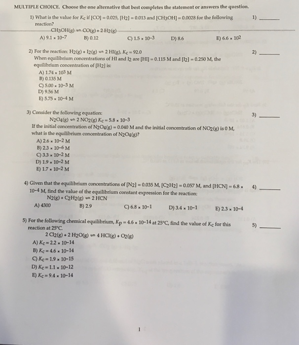 Solved Multiple Choice Choose The One Alternative That B Chegg Com