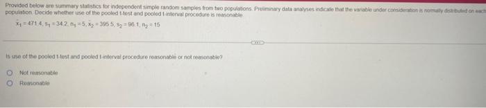 Solved statistics help! is use of the pooled t-test and | Chegg.com
