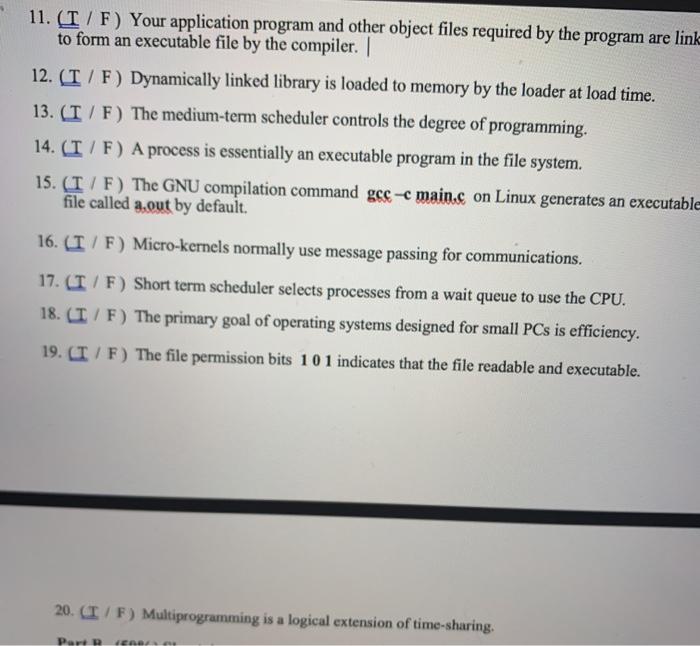Solved 11. (T/F) Your application program and other object | Chegg.com