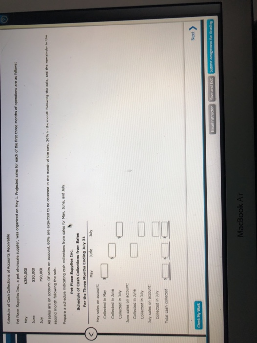 Solved Schedule of Cash Collections of Accounts Receivable
