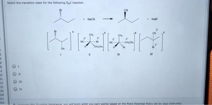 Solved Select the transition state for the following Sn2 | Chegg.com