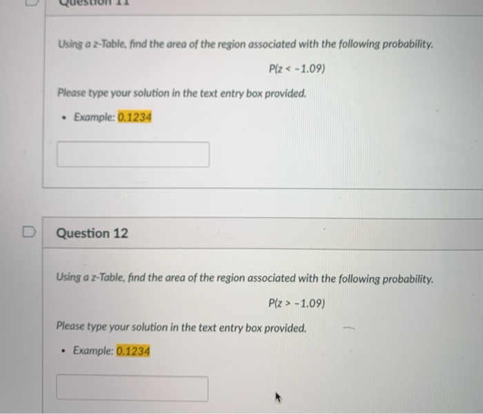 Solved Question 9 Using a z-Table, find the area of the | Chegg.com