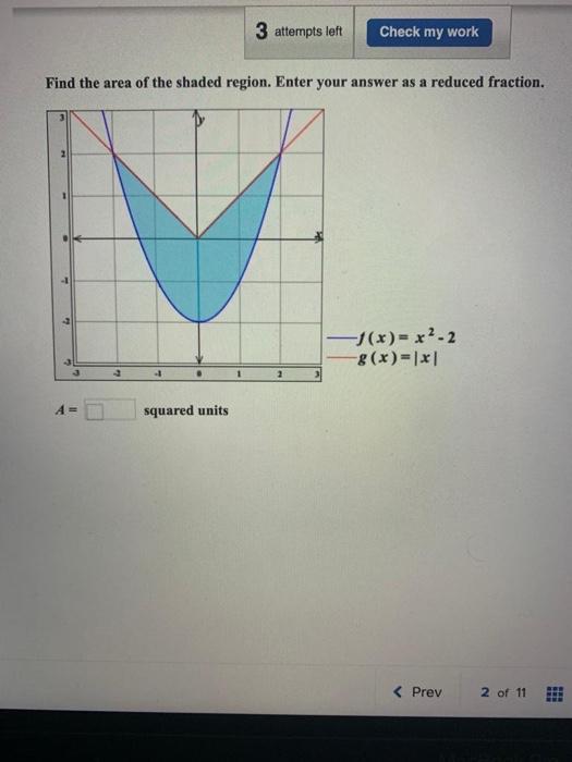 Solved 3 Attempts Left Check My Work Find The Area Of The | Chegg.com