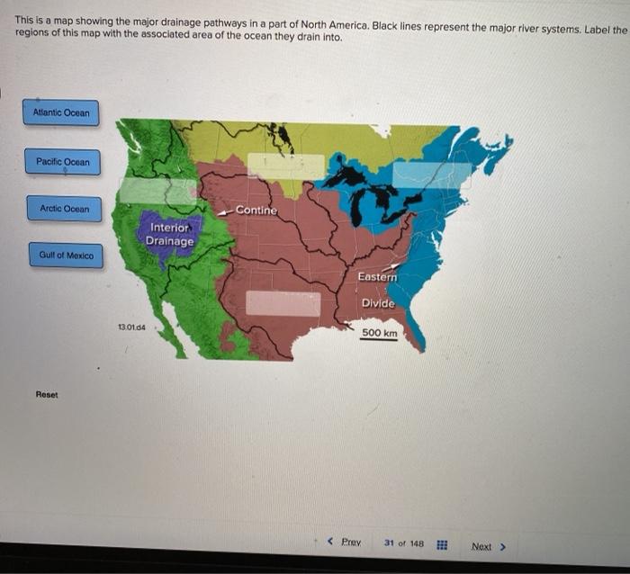 Solved This is a map showing the major drainage pathways in | Chegg.com