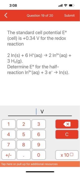 Solved The standard cell potential E∘ (cell) is +0.34 V for | Chegg.com