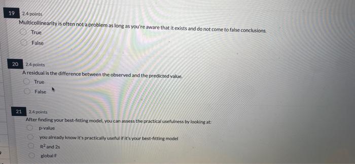 Solved 2.4 Points Multicollinearity Is Often Not A Problem | Chegg.com