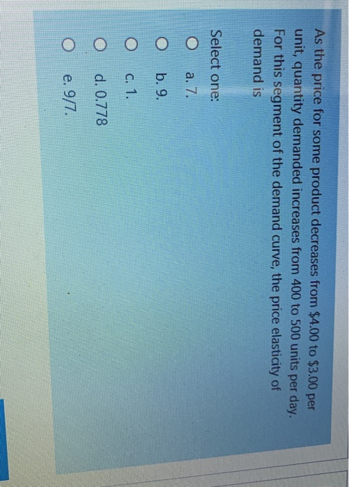 Solved As the price for some product decreases from $4.00 to | Chegg.com