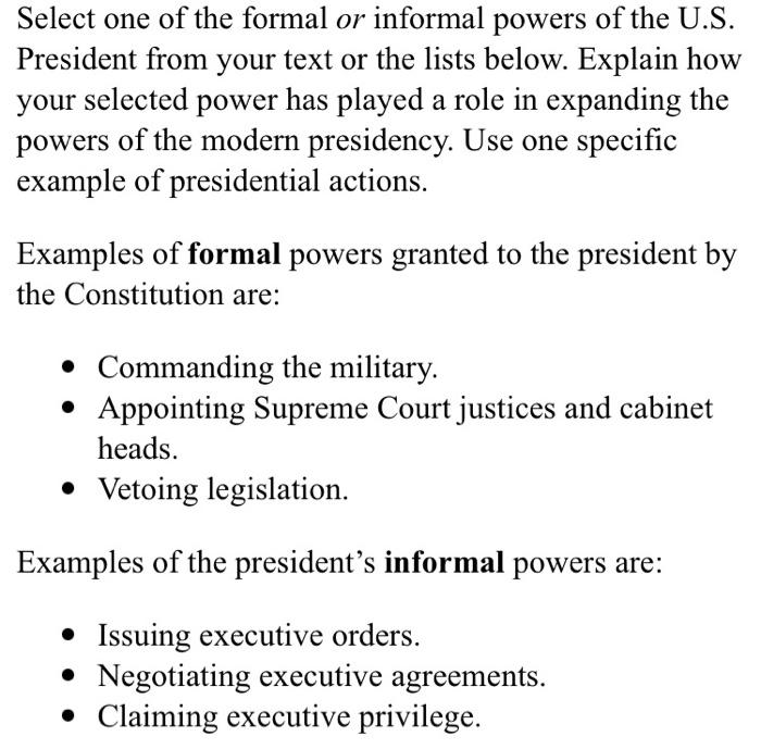 select-one-of-the-formal-or-informal-powers-of-the-chegg