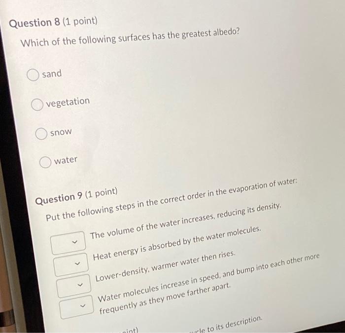 Solved Question 8 (1 point) Which of the following surfaces