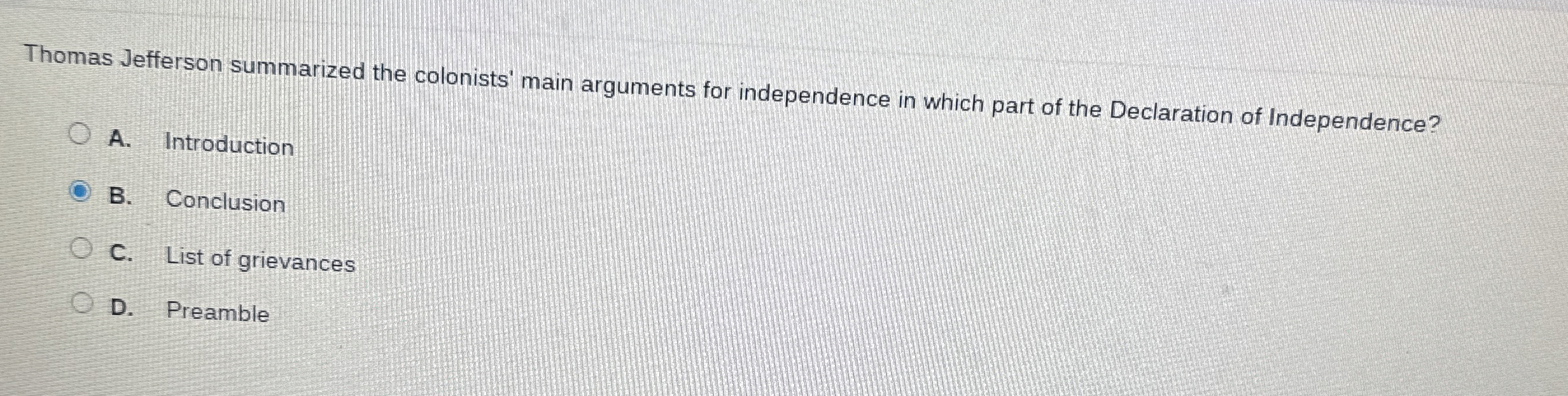 Solved Thomas Jefferson summarized the colonists' main