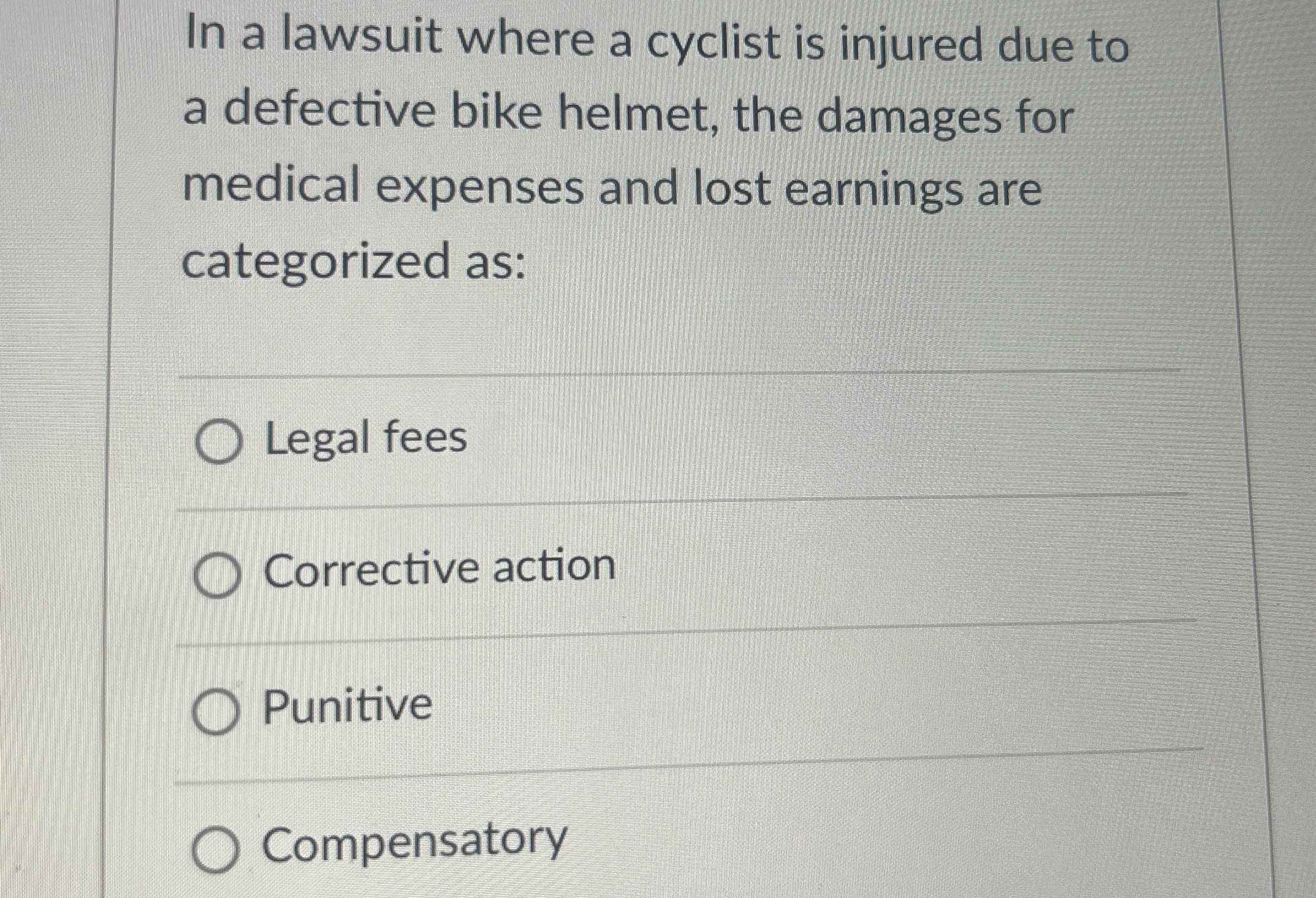 Solved In a lawsuit where a cyclist is injured due to a | Chegg.com